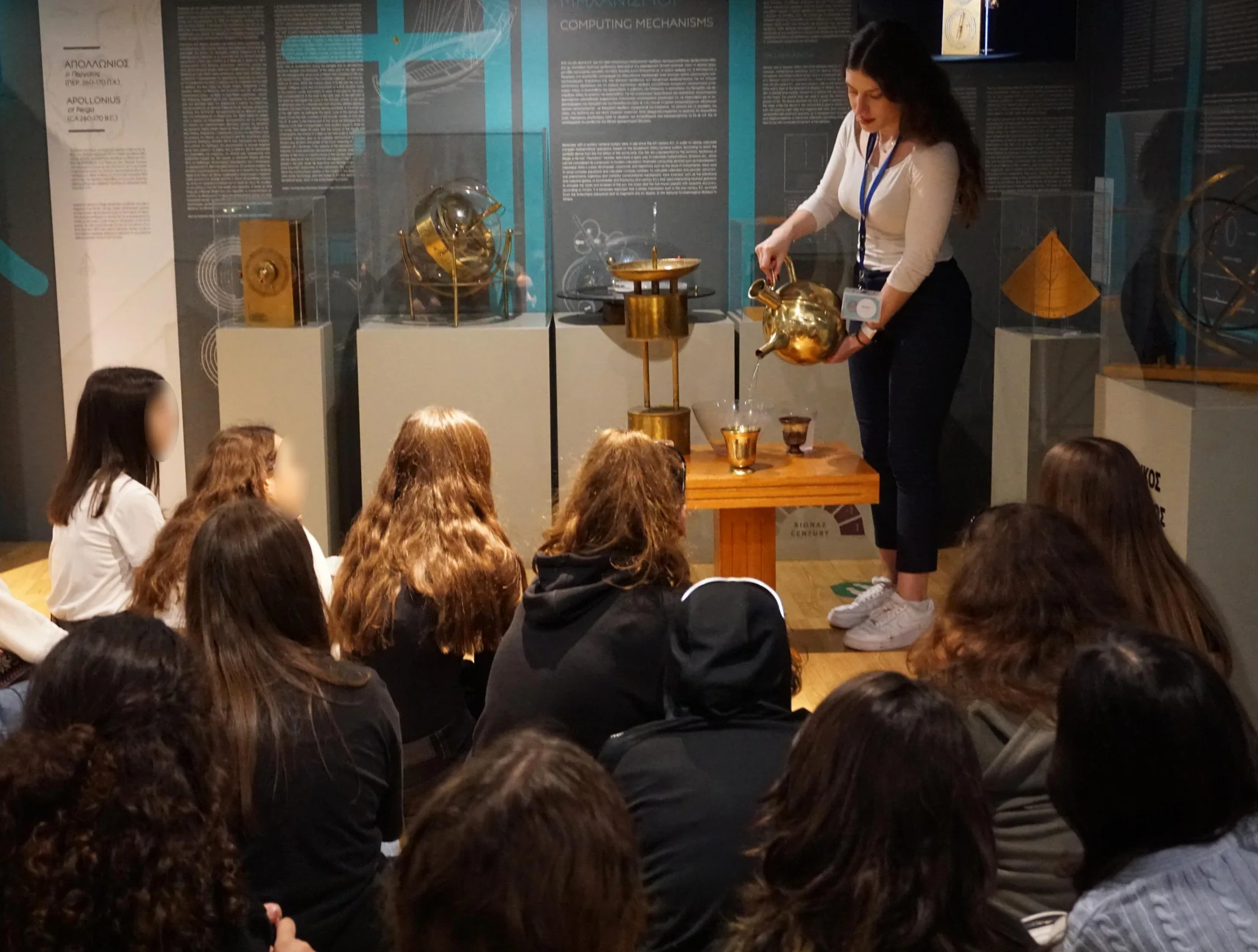 Live demonstration during an educational visit to the Athens museum