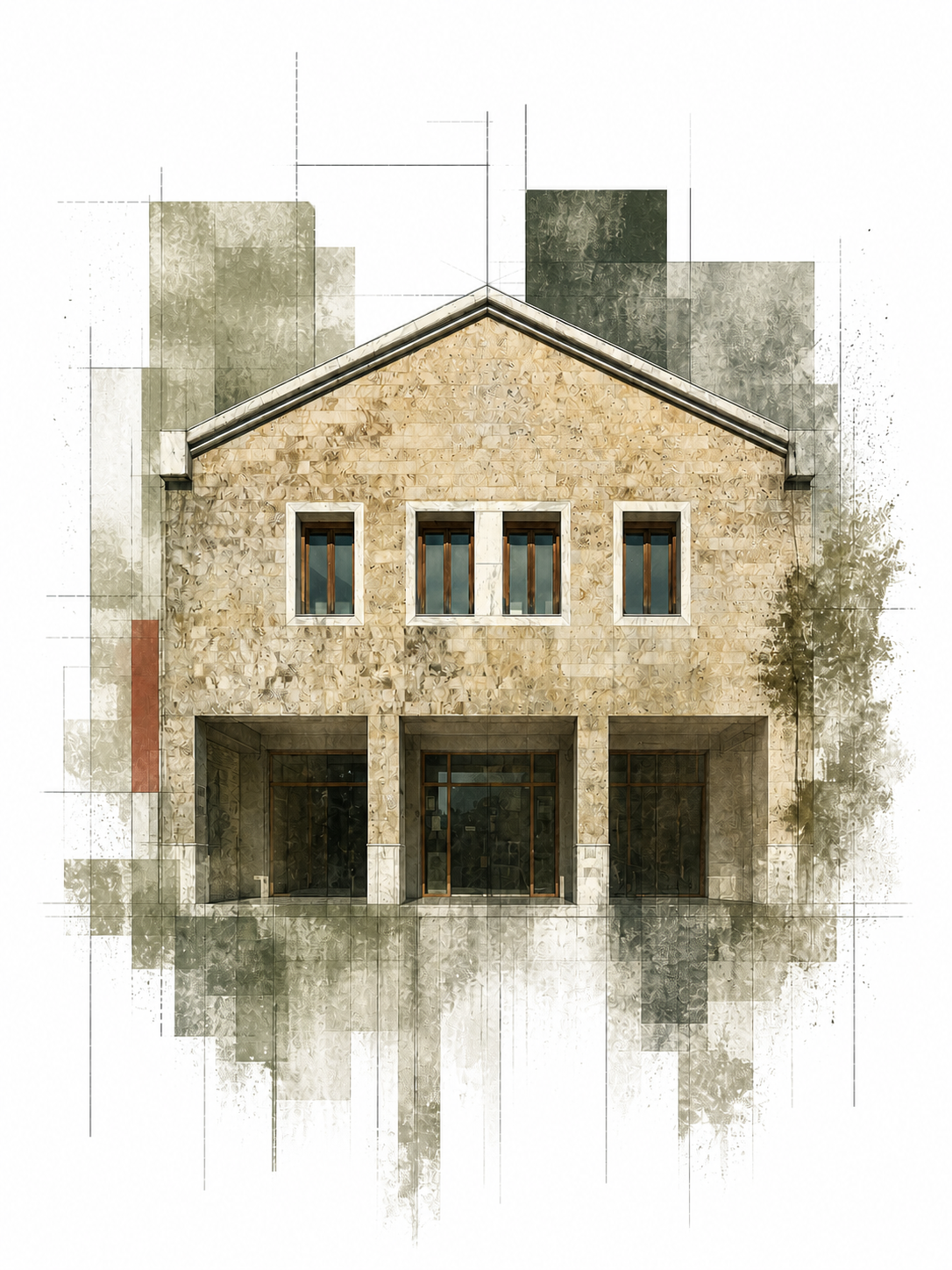 Architectural artwork of Archimedes' Museum in Ancient Olympia