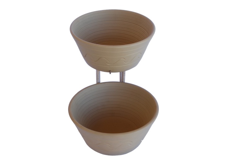 Reconstructed proportional ceramic clepsydra with two bowls