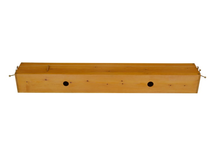 Reconstructed monochord of Pythagoras with a single string, wooden soundbox and movable bridge