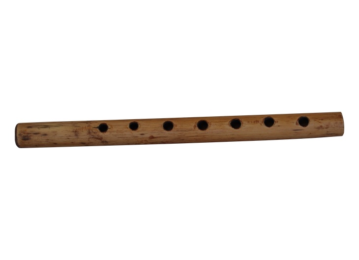 Reconstructed single-stem syrinx flute with a wooden tube and finger holes