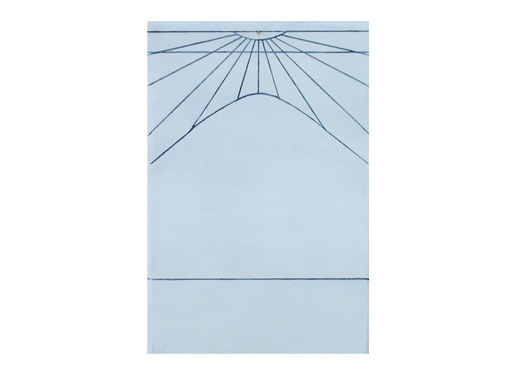 South-facing vertical sundial model showing hour lines and solstice curves