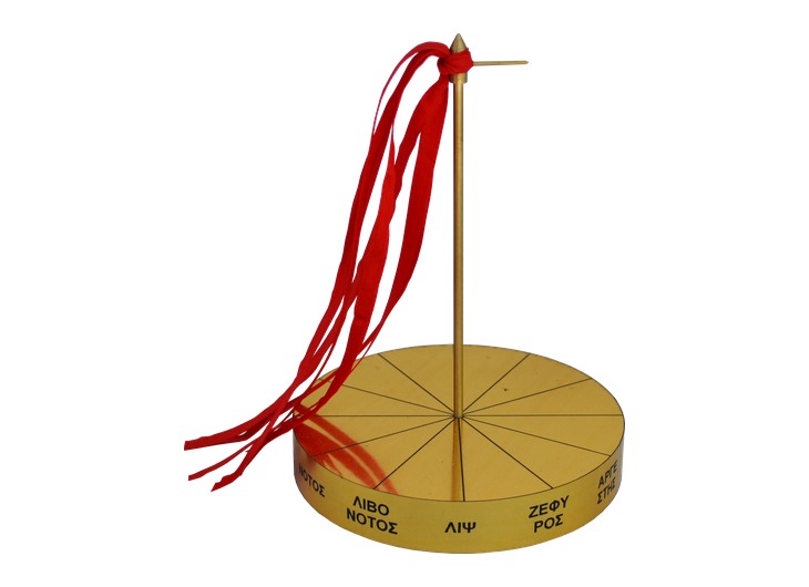 Reconstruction of the wind indicator of Timosthenes, with a twelve-wind disc and rotating vane